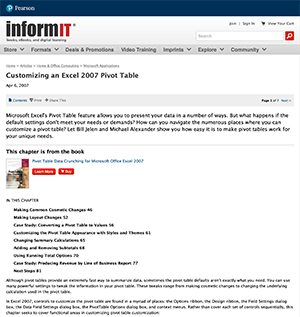 Customizing an Excel 2007 Pivot Table&nbsp;in InformIT.com