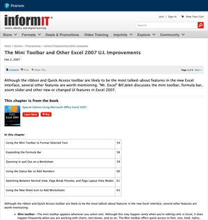 The Mini Toolbar and Other Excel 2007 U.I. Improvements&nbsp;in InformIT.com