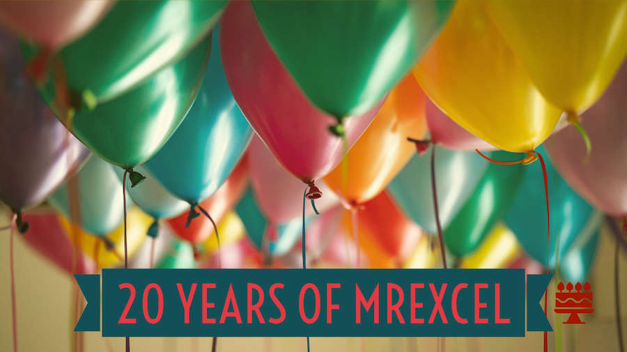 Thankful for 20 Years of MrExcel on November 21 Thankful for 20 Years of MrExcel on November 21